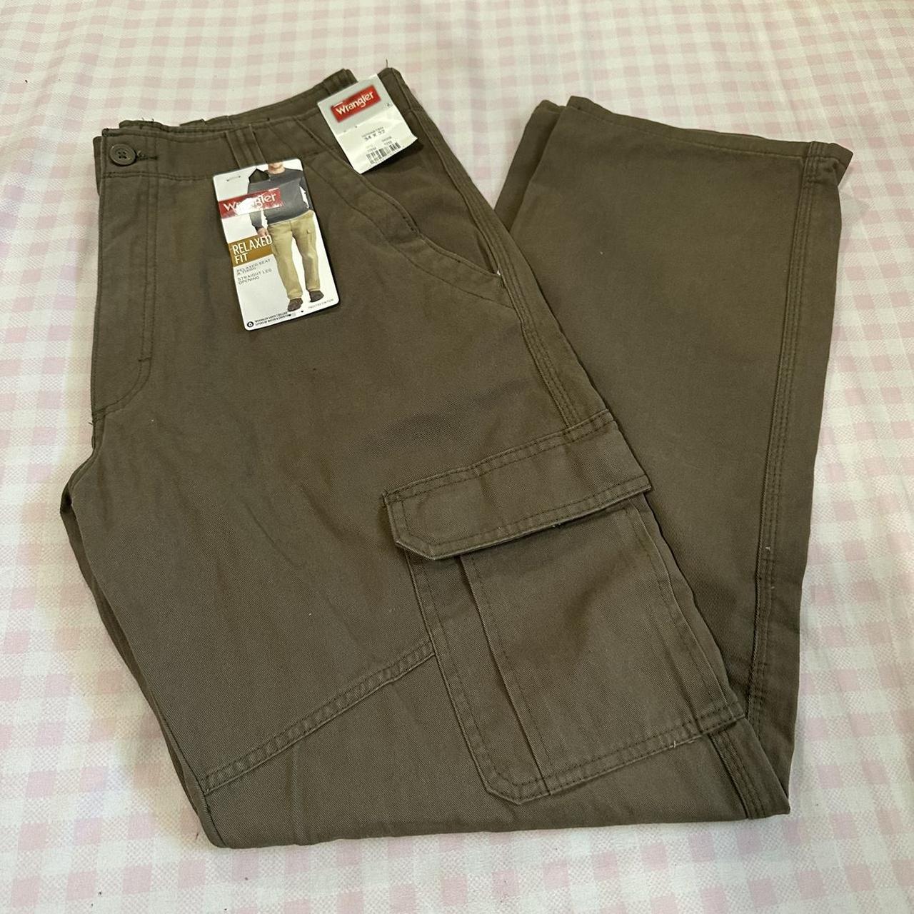 wrangler 36x32 relaxed fit cargo pants measurements... - Depop