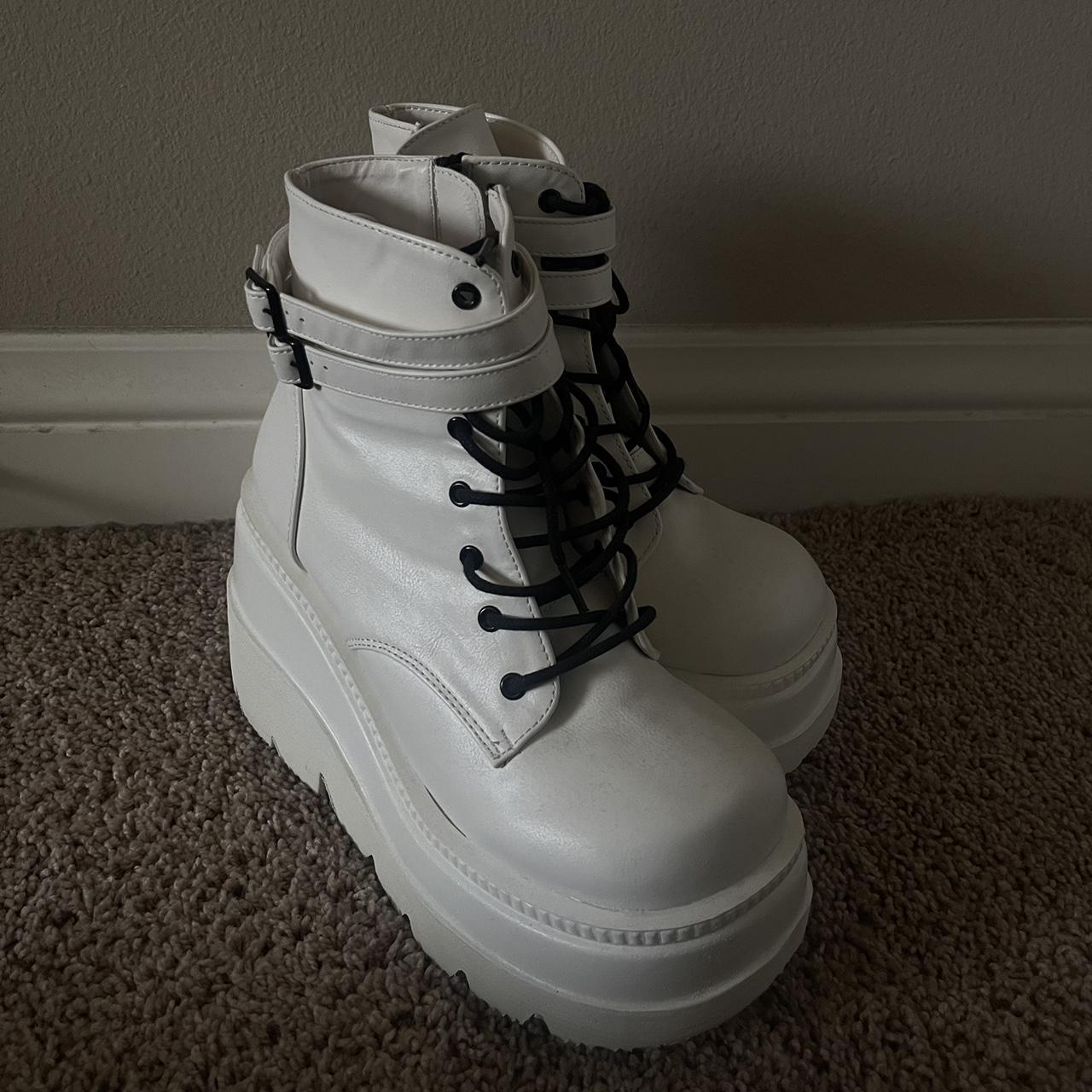 demonia trinity boots white