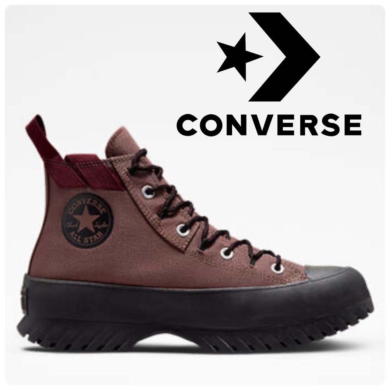 Converse Women's Burgundy and Black Boots | Depop