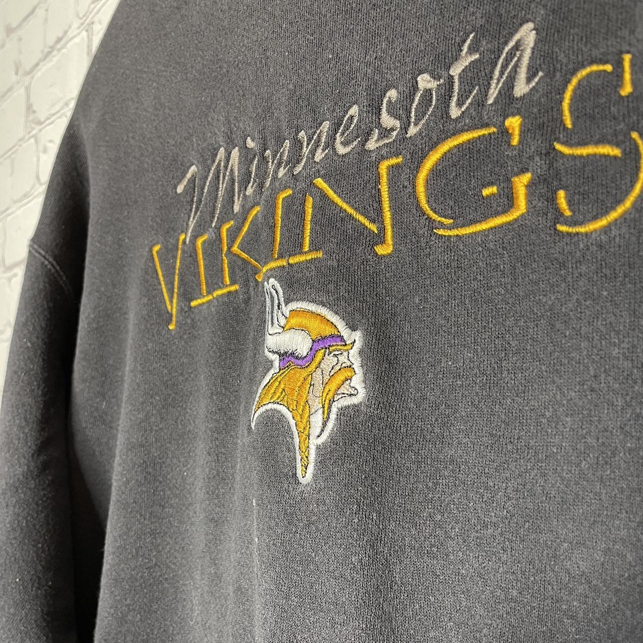 90s Vintage NFL Grey Vikings fleece Crewneck - Depop