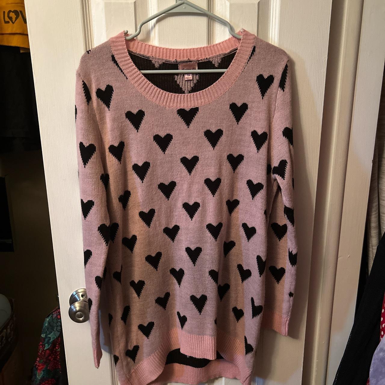 Juniper Ln Heart pink heart sweater. Small stain on... - Depop