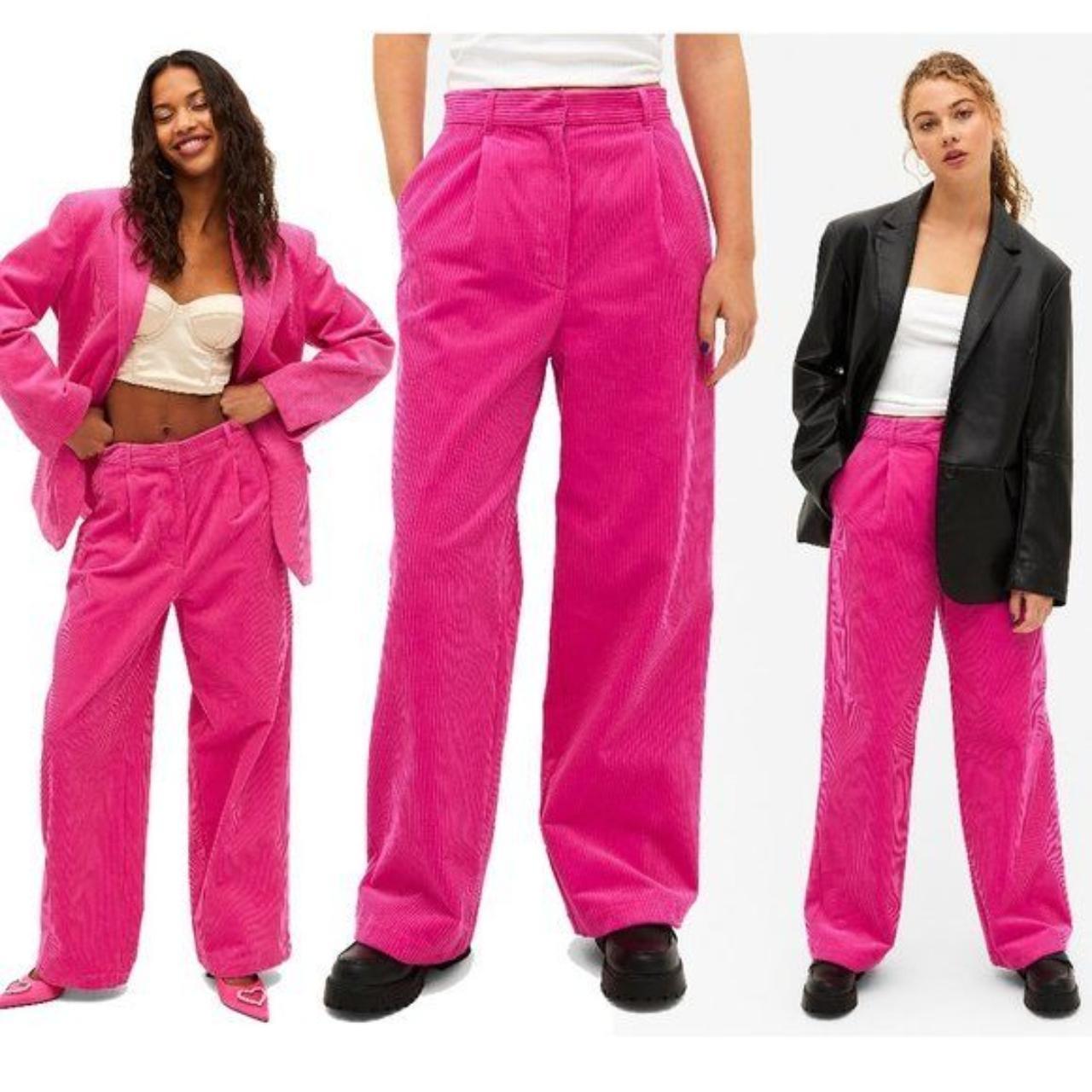 Monki Pink High-waisted Corduroy Wide Leg Depop