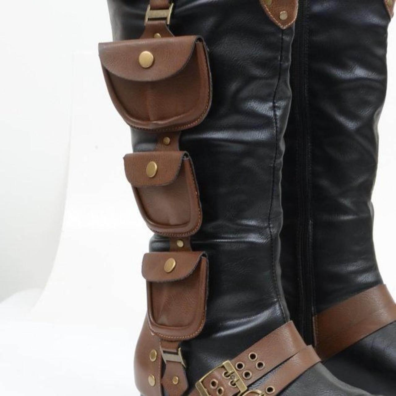 Amos multi pocket steampunk mens knee high boots sale