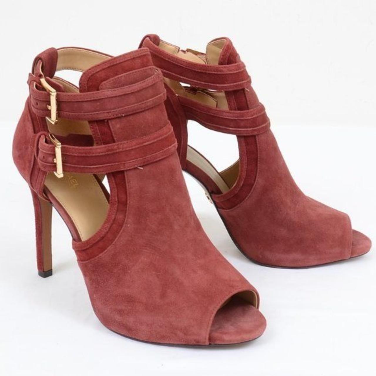 Michael kors blaze open outlet toe bootie suede