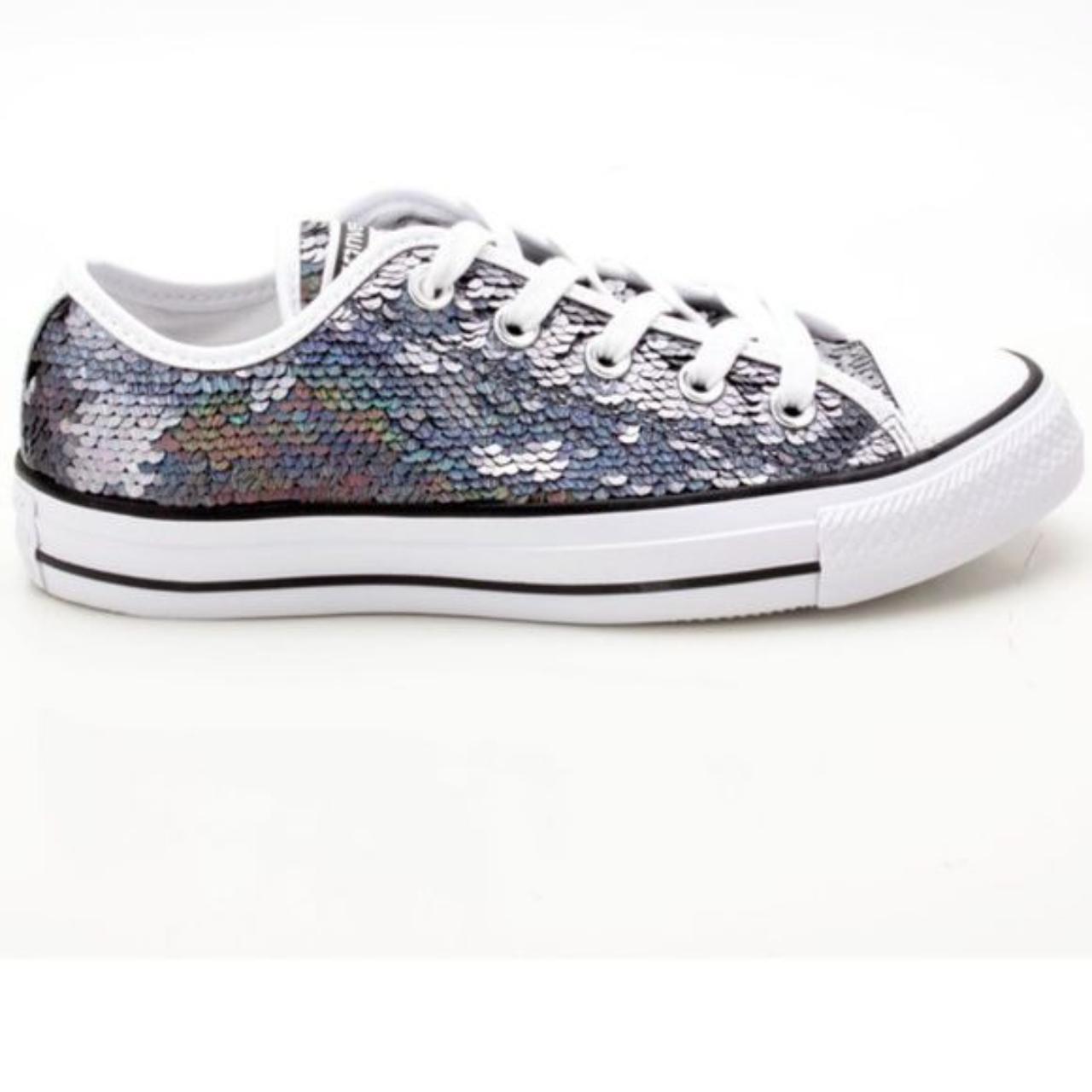 Sequin deals white converse