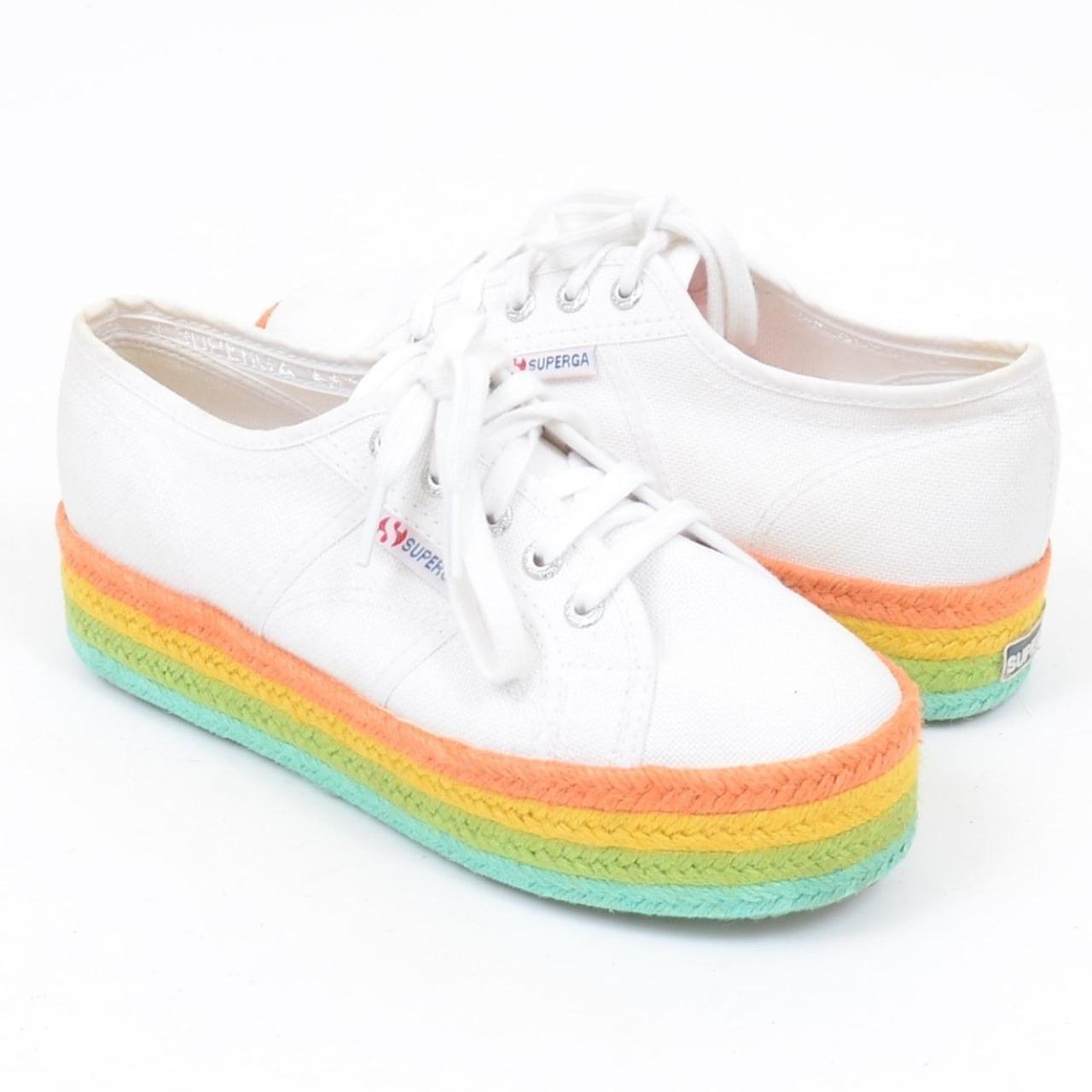 SUPERGA Rainbow Cotton Espadrille Platform Sneakers. Depop