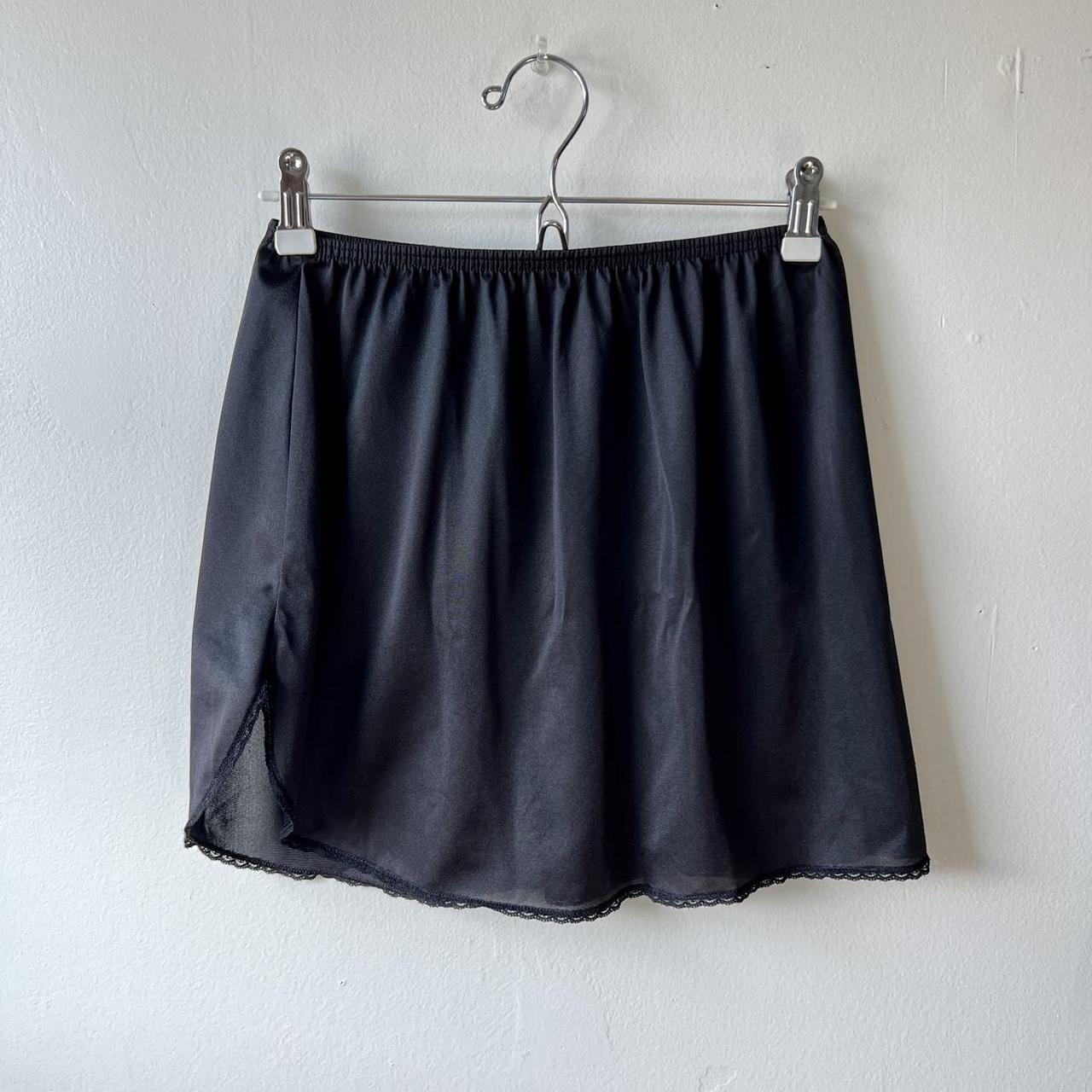 Silk black, lingerie skirt Measurements: Length:... - Depop