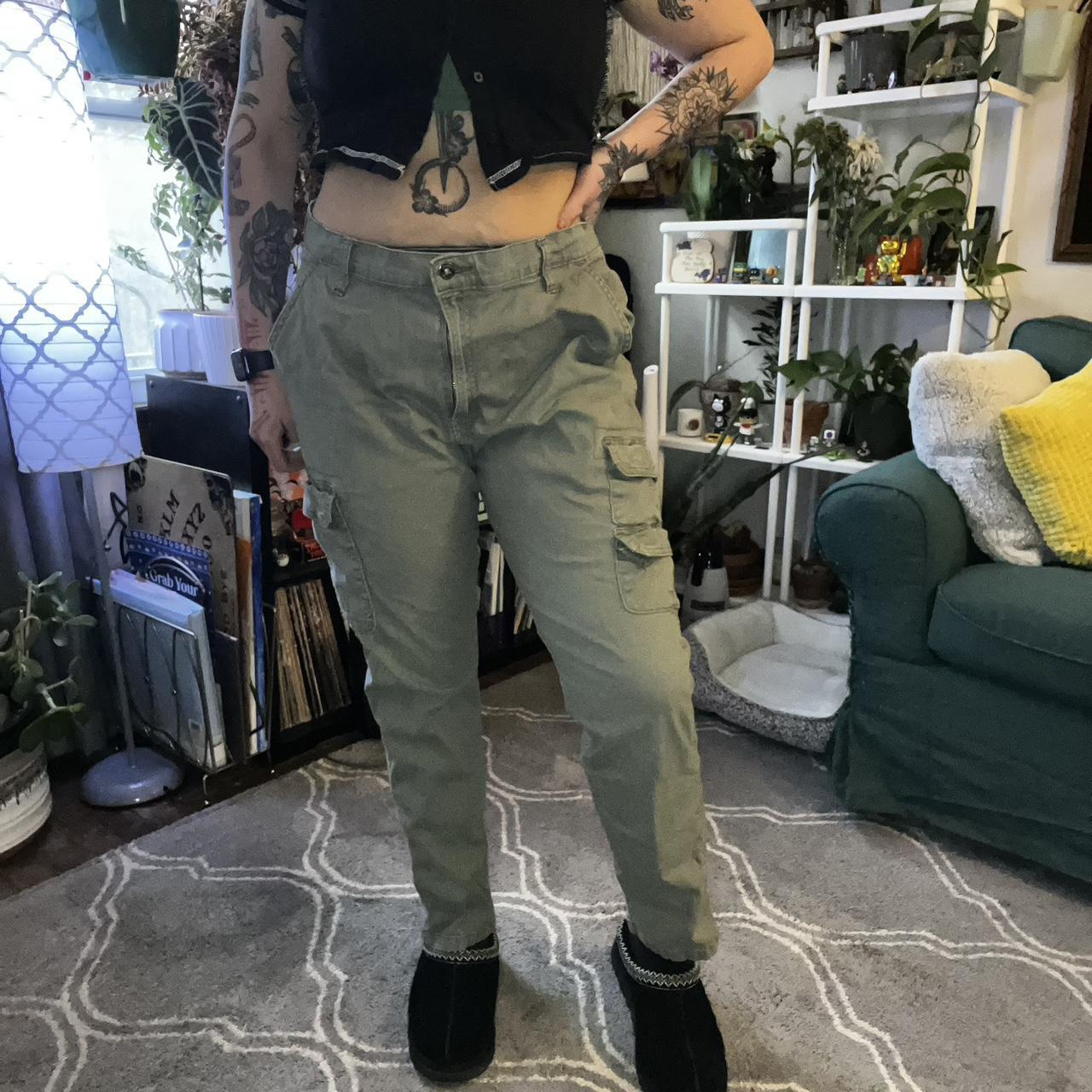 Wrangler Men's Green and Khaki Trousers | Depop