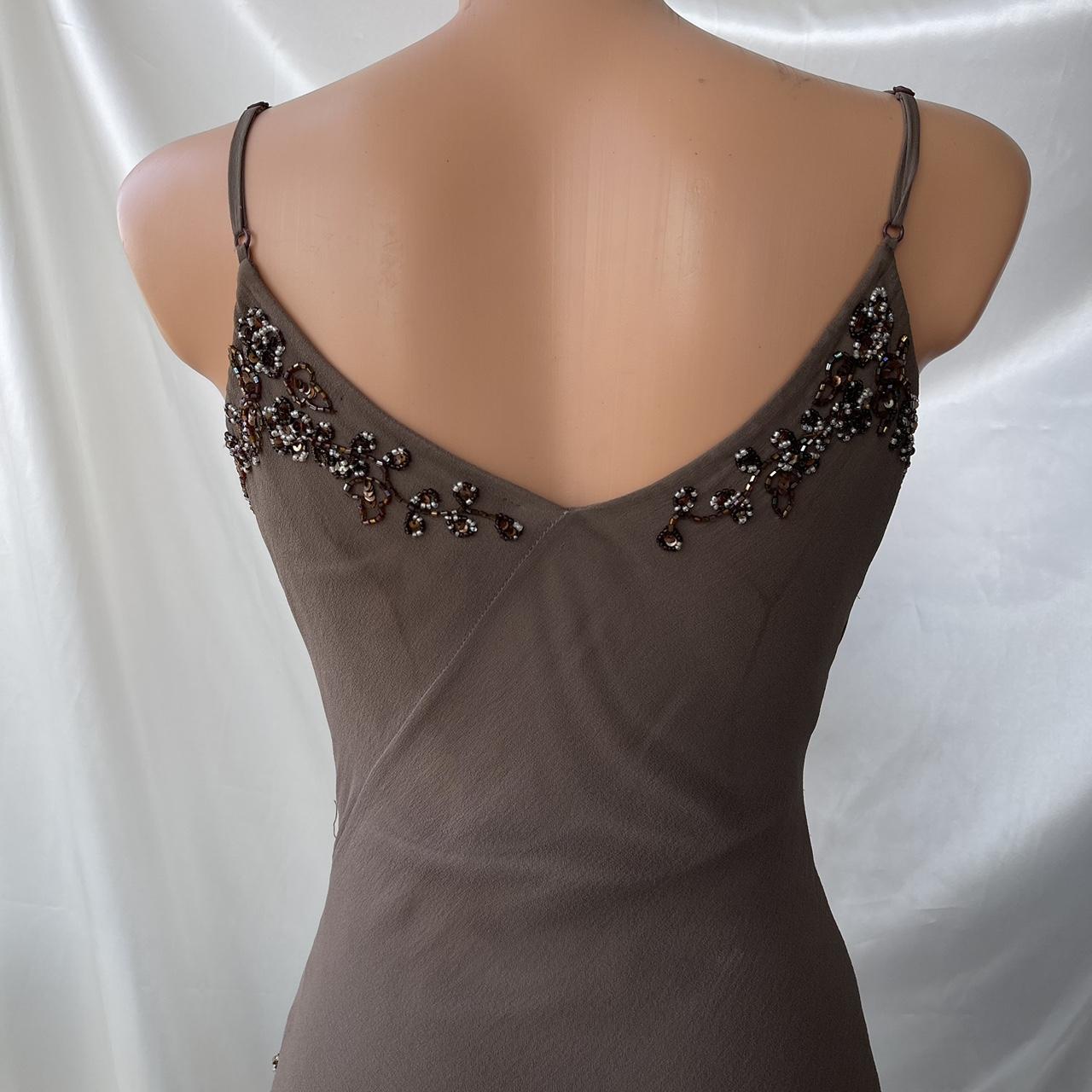 Beautiful brown ombre silk beaded vintage dress... - Depop