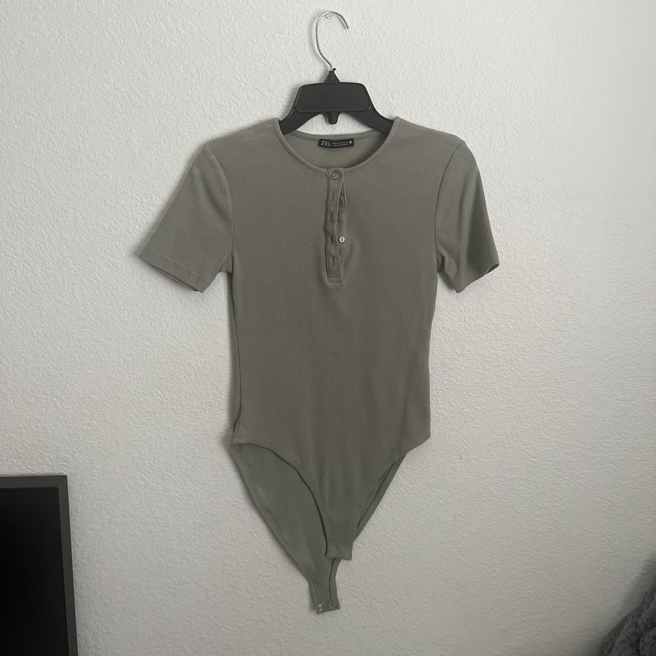 Zara Women's Green and Khaki Bodysuit Depop