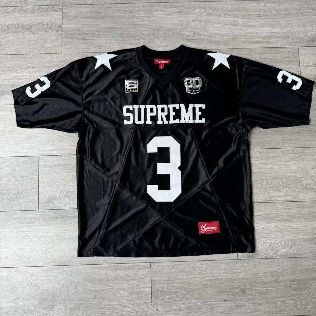 Supreme patchwork yoke football top black Medium | Depop