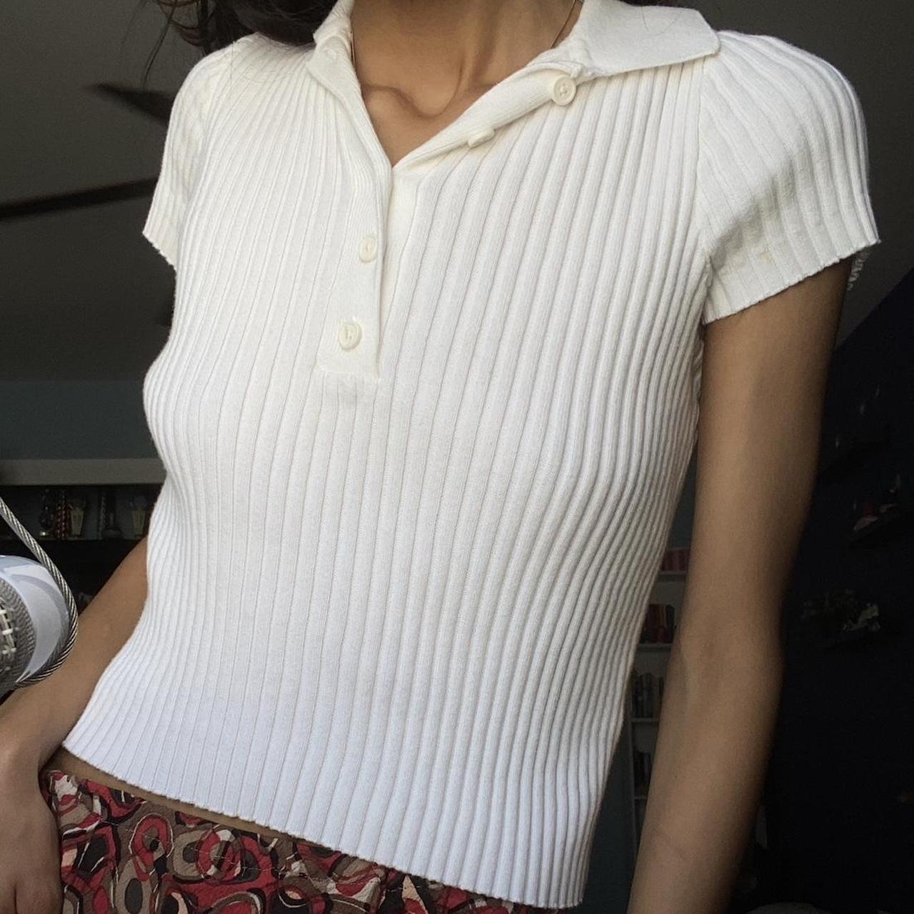 brandy melville thick ribbed knit polo extremely - Depop