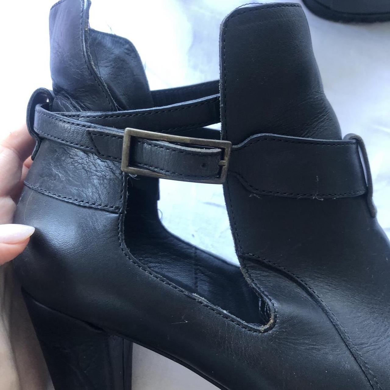 Hugo boss Black leather ankle boots with ankle... - Depop