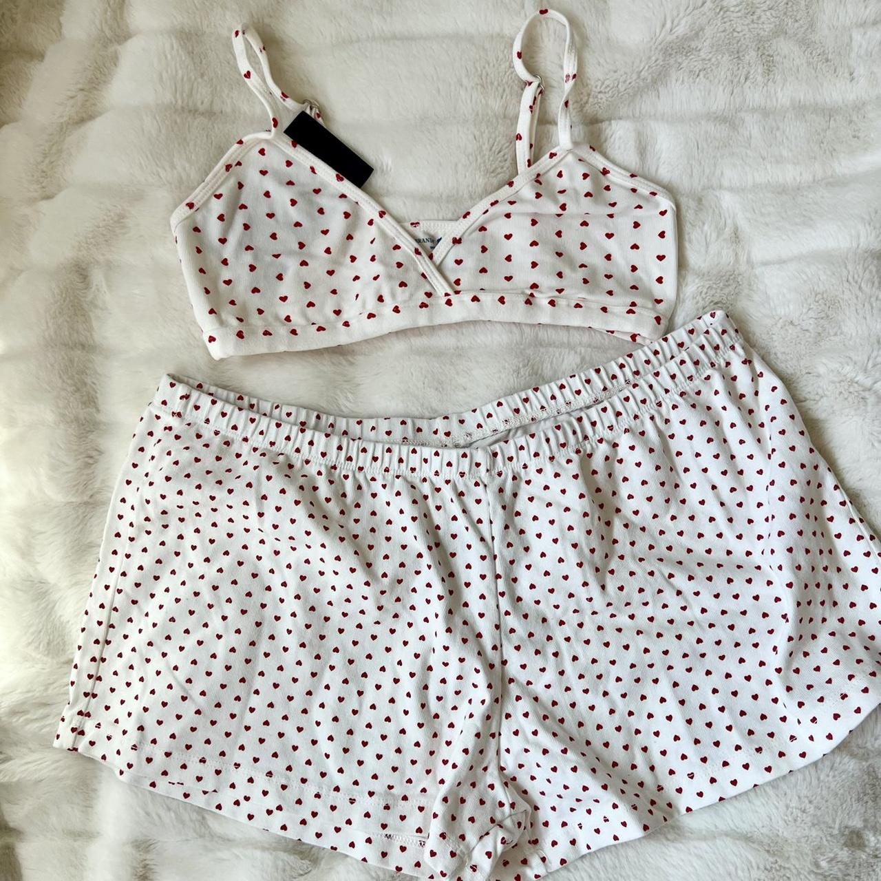 brandy melville red hearts set polina bra top +... Depop
