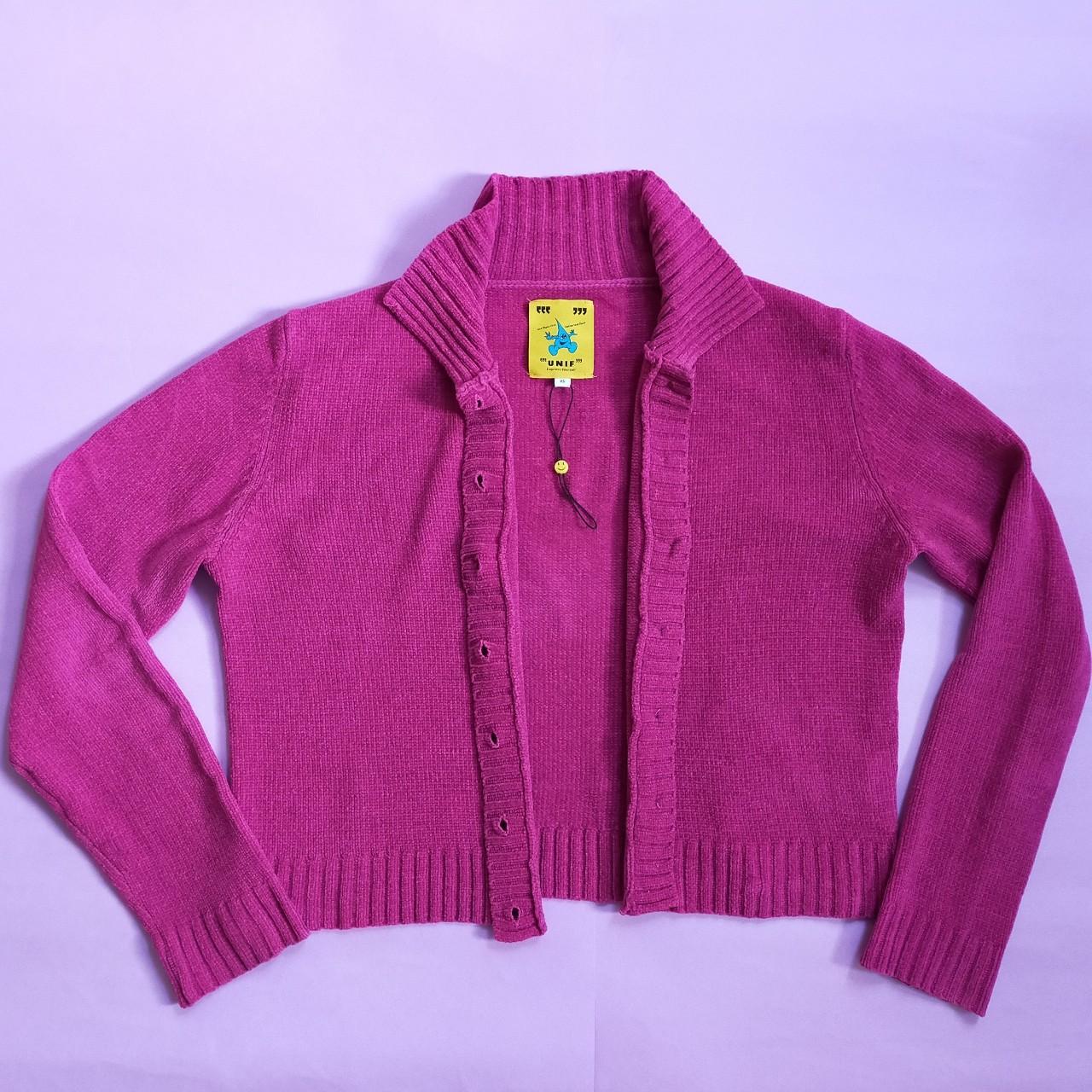 UNIF Women's Pink and Burgundy Cardigan | Depop