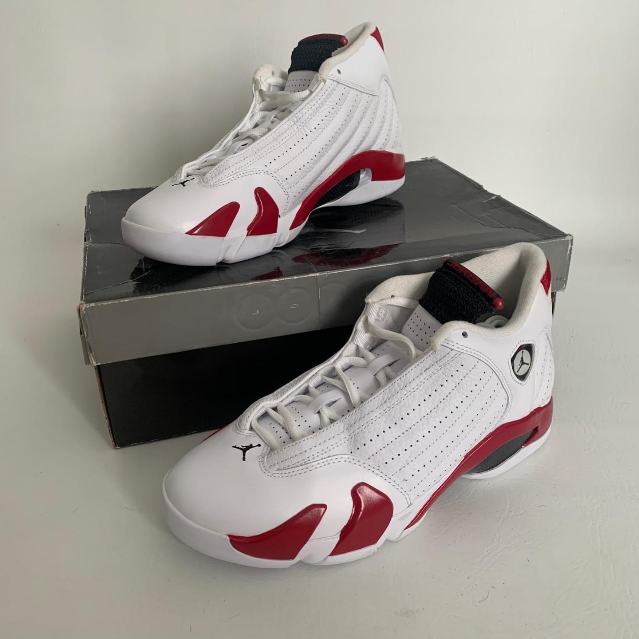 Nike Air Jordan 14 Retro Candy Cane White Varsity... - Depop