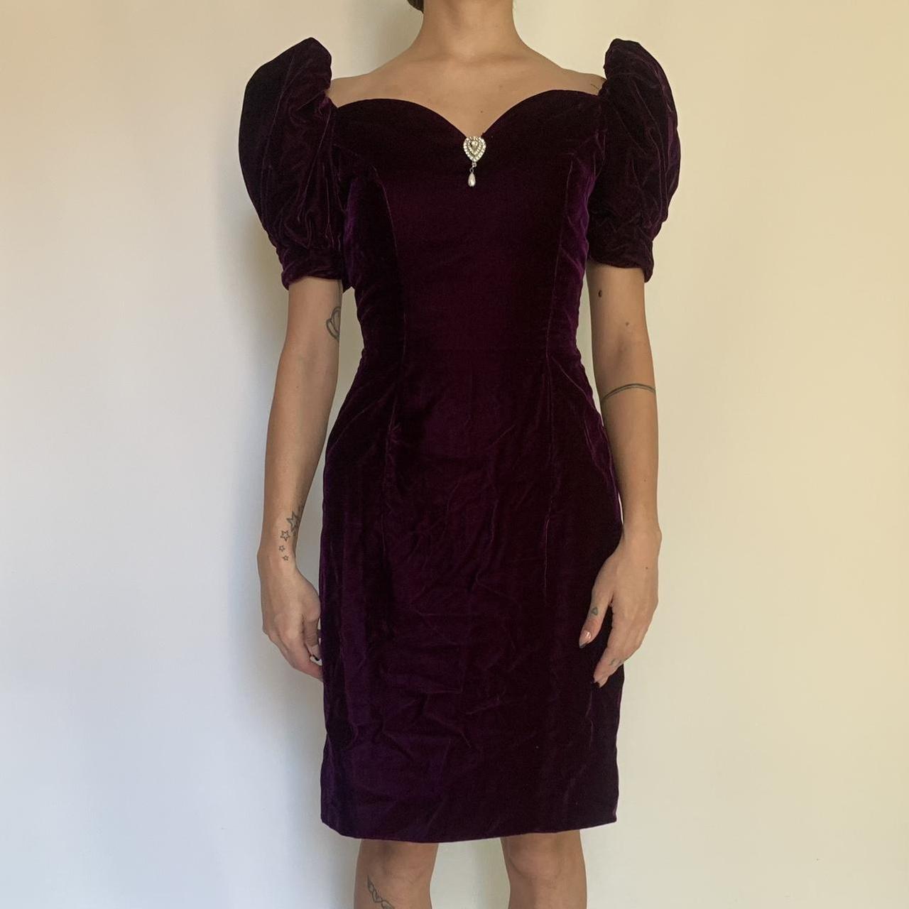 Velvet Puff-Sleeve Cocktail Dress