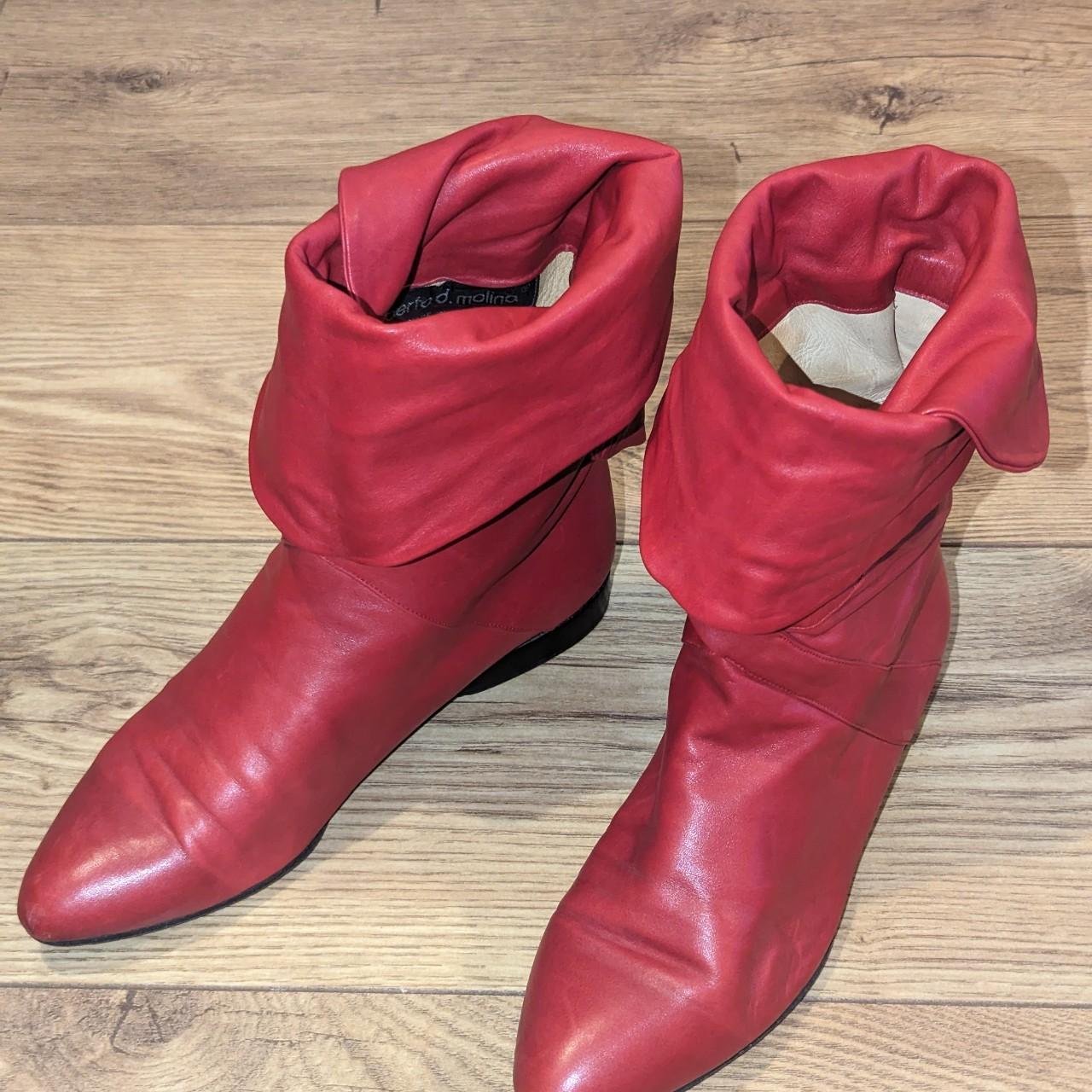 Rare Red Italian Leather 80s Boots These rare red