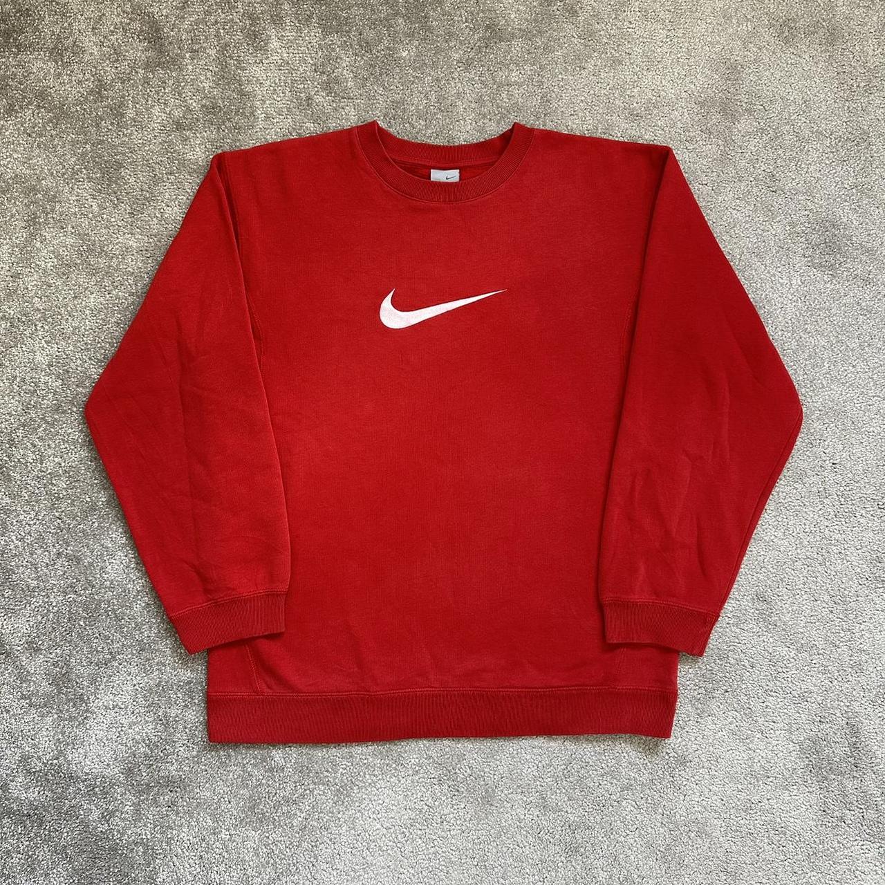 Nike vintage crewneck sweatshirt in red with a. Depop