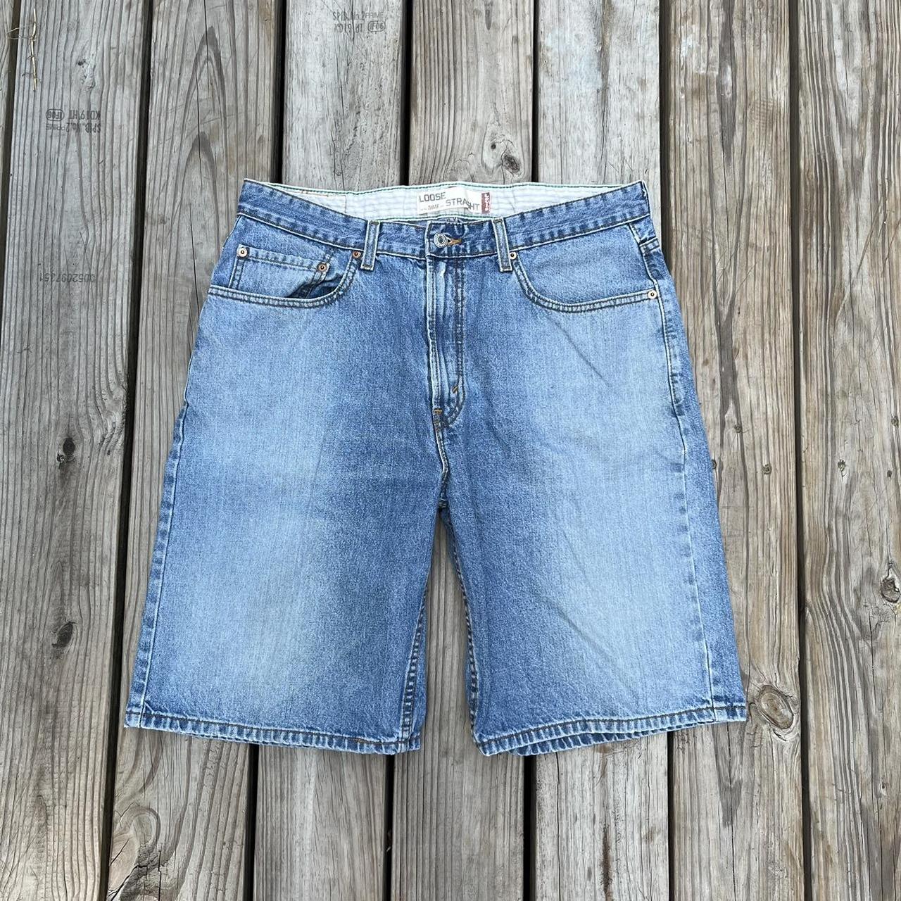 Vintage Y2K Levi's 569 jorts light wear denim shorts... - Depop