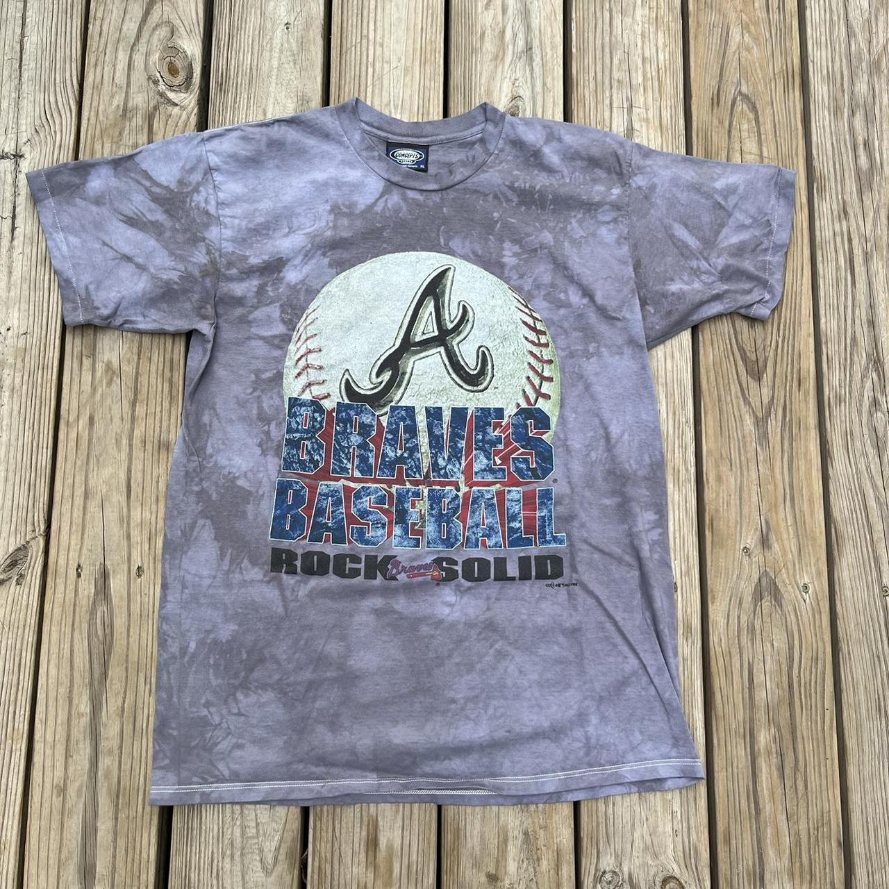 Vintage MLB 90s Atlanta Braves Grey Graphic Sport - Depop