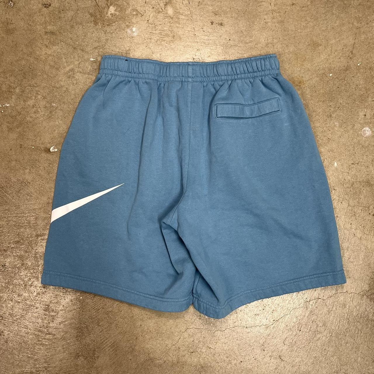 Y2K Nike sweat shorts baby blue size large Waist Depop