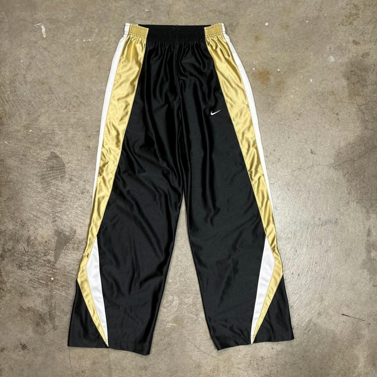 nike sweatpants black and gold