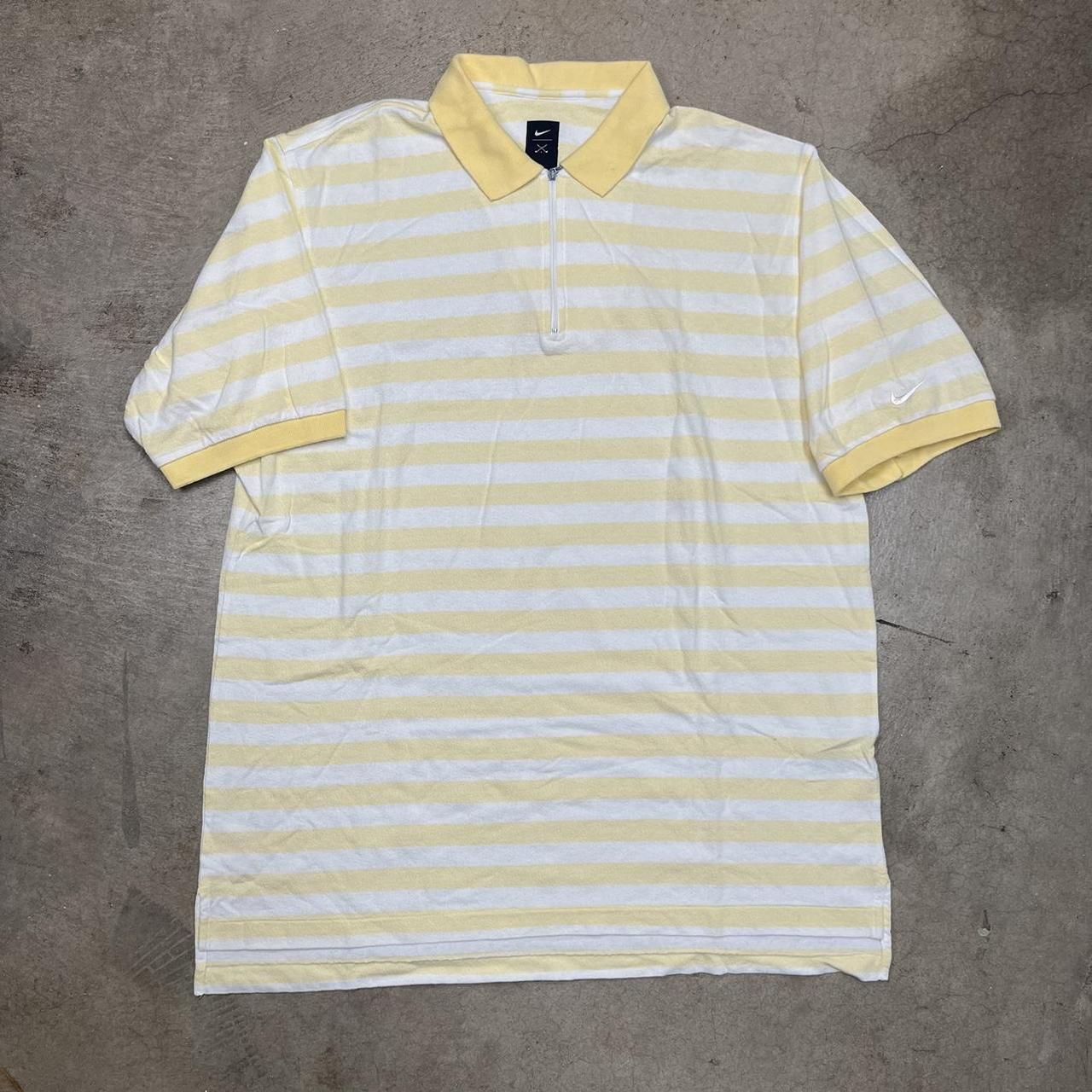 Vintage 90s Nike Golf Polo shirt white yellow zip XL | Depop