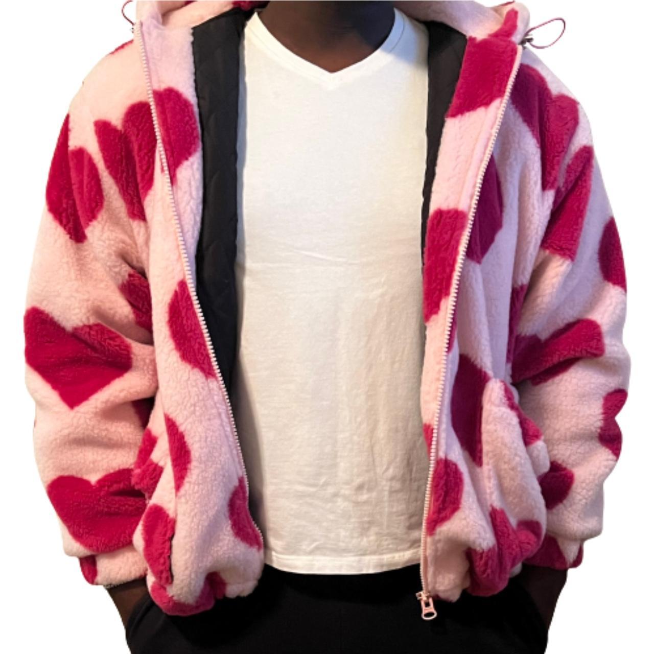 Aelfric Eden Heart Sherpa Jacket Vintage Heart Pattern Oversize