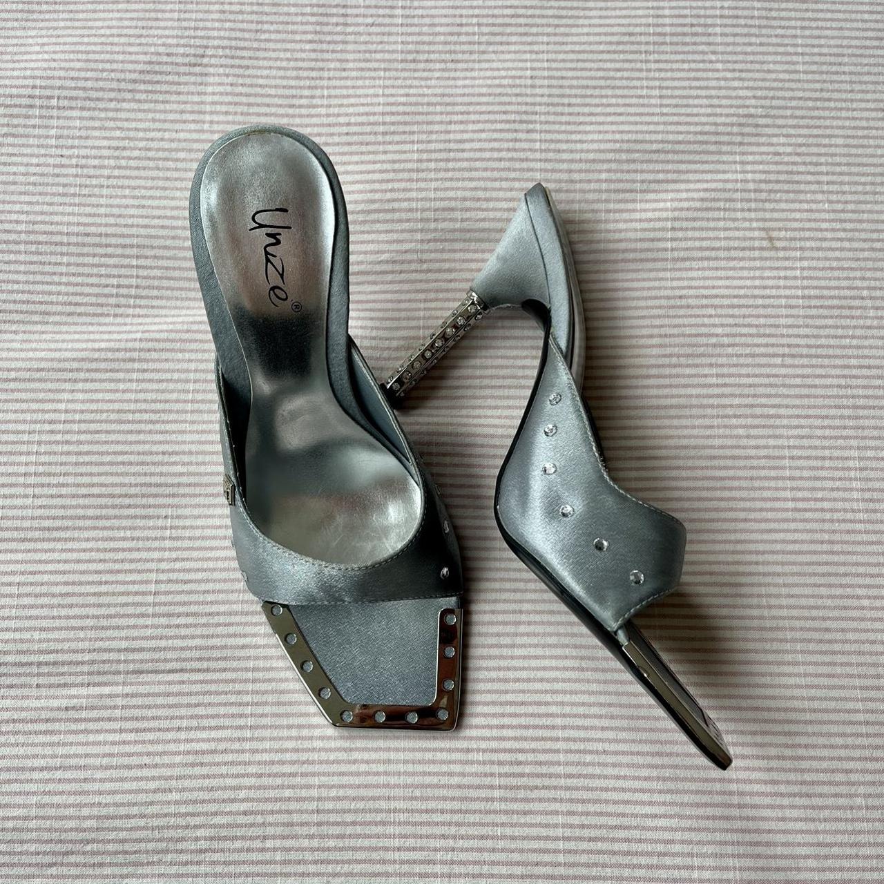 Silver diamanté kitten heels 🪩 Gorgeous silver pair... - Depop