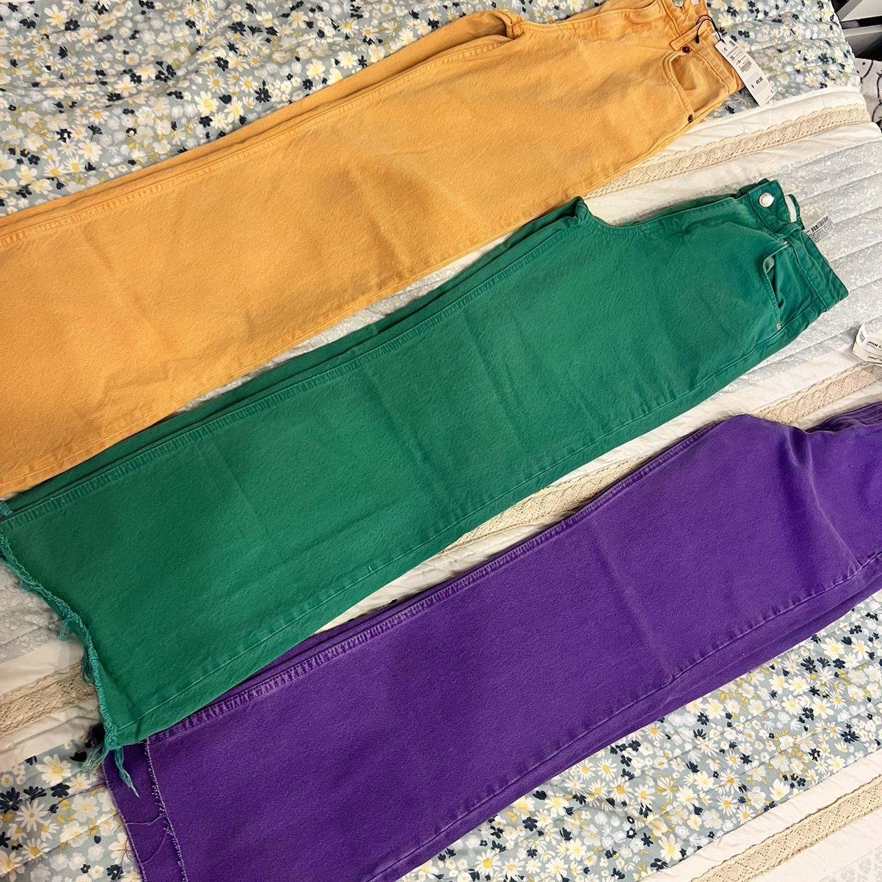 zara three high rise full length colored jeans Depop