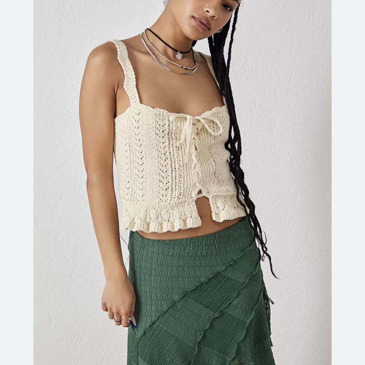 URBAN OUTFITTERS Carmella Ruffle knit tank top,