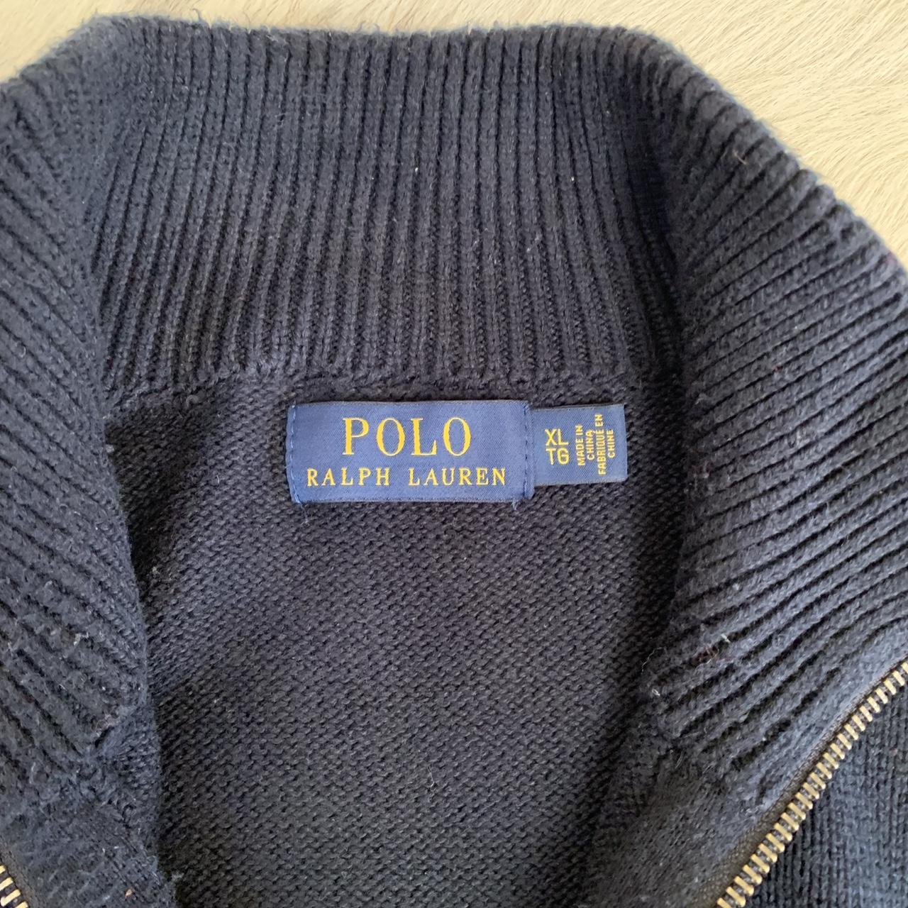 Polo Ralph Lauren navy blue knit quarter 1/4 zip... - Depop