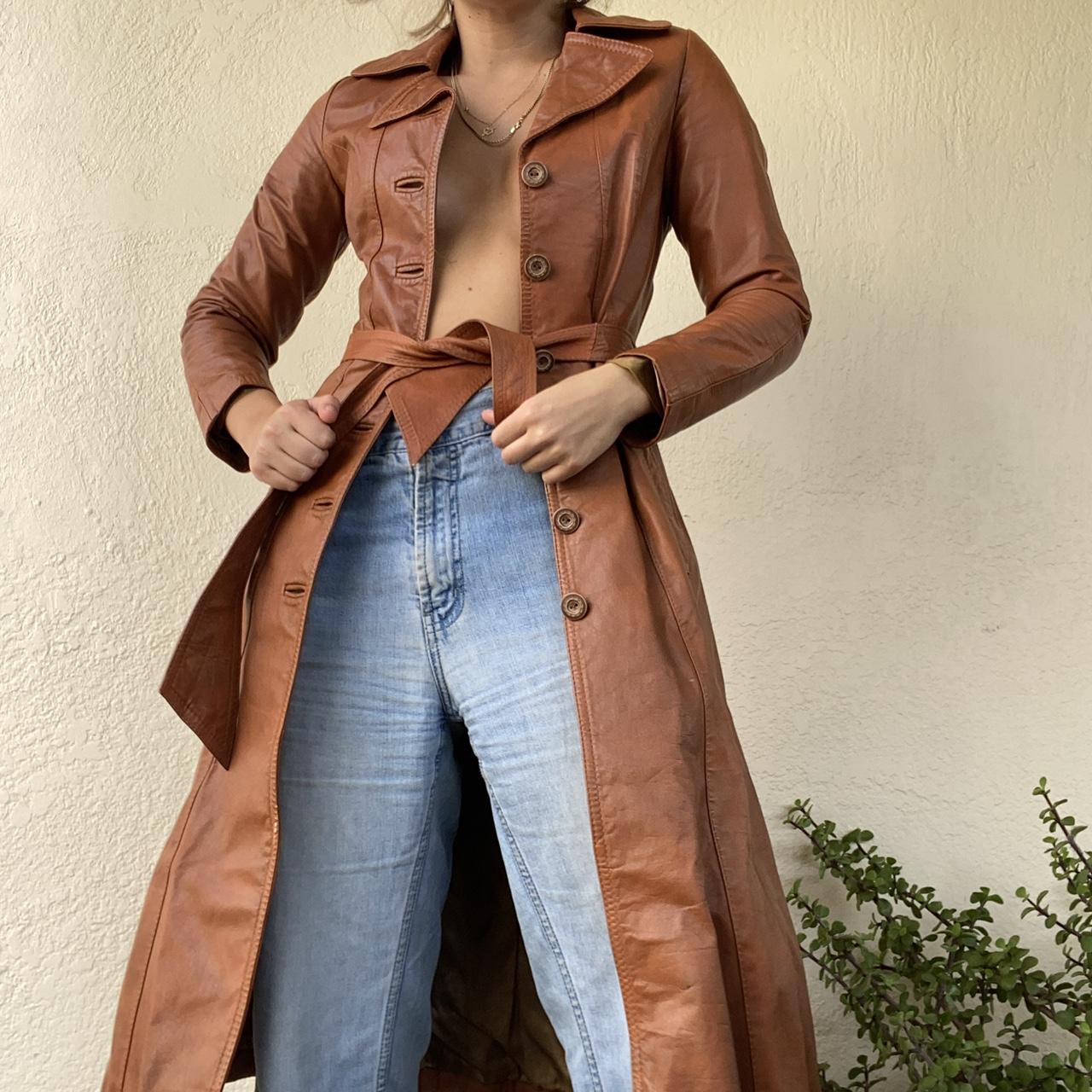 Vintage leather trench 💣 From my personal... - Depop