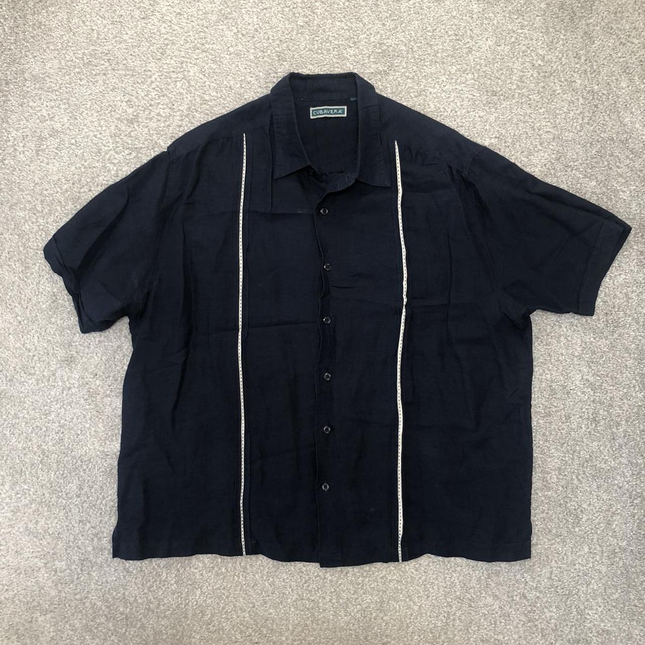 Cubavera Cuban Bowling Shirt Navy Blue Size Medium/... - Depop