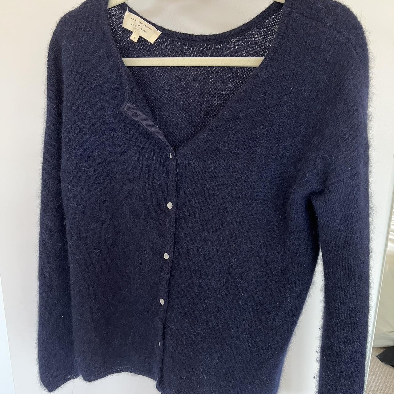 Navy Blue Sezane Gaspard cardigan #sezane #wool... - Depop