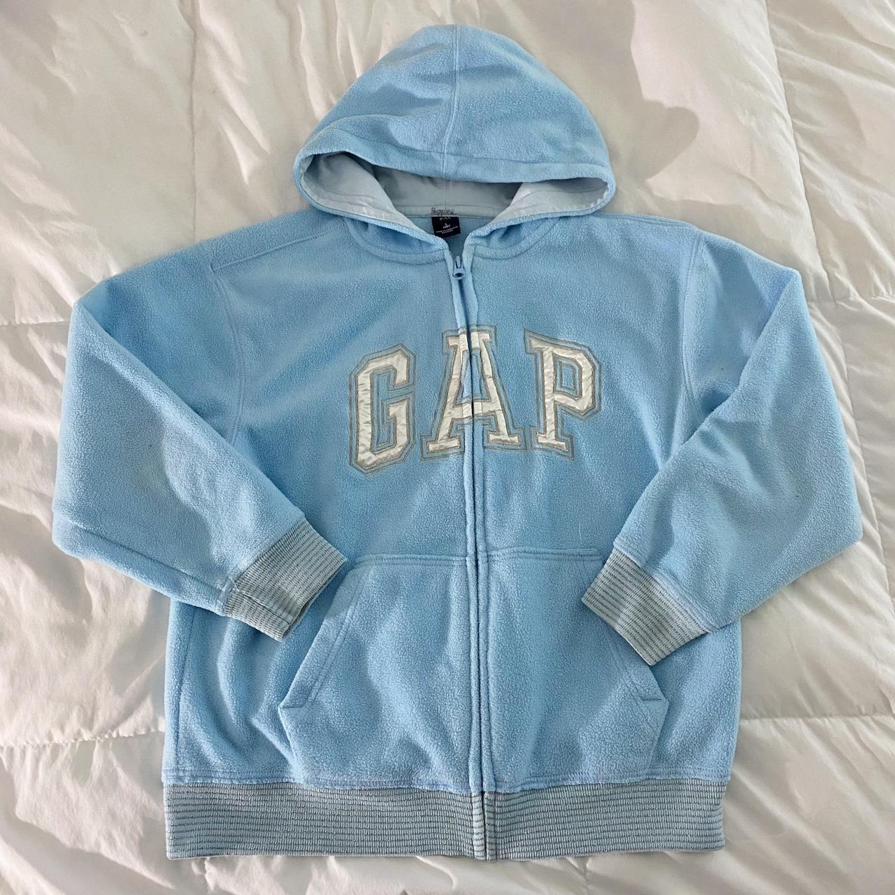 blue gap zip up with silver glitter youth l womens... Depop