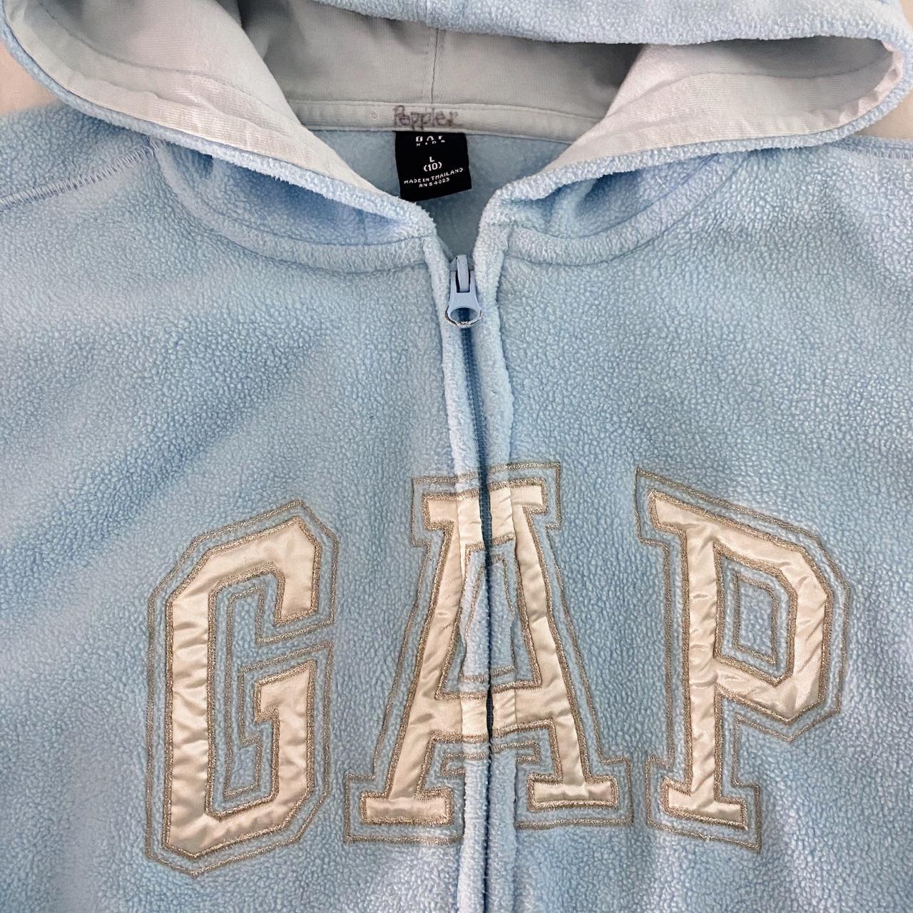 blue gap zip up with silver glitter youth l womens... Depop