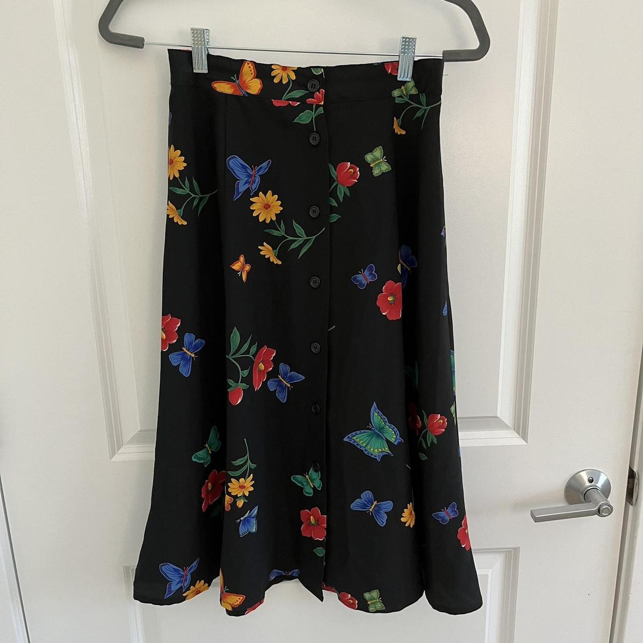 Alfred Dunner button front black midi skirt with... - Depop