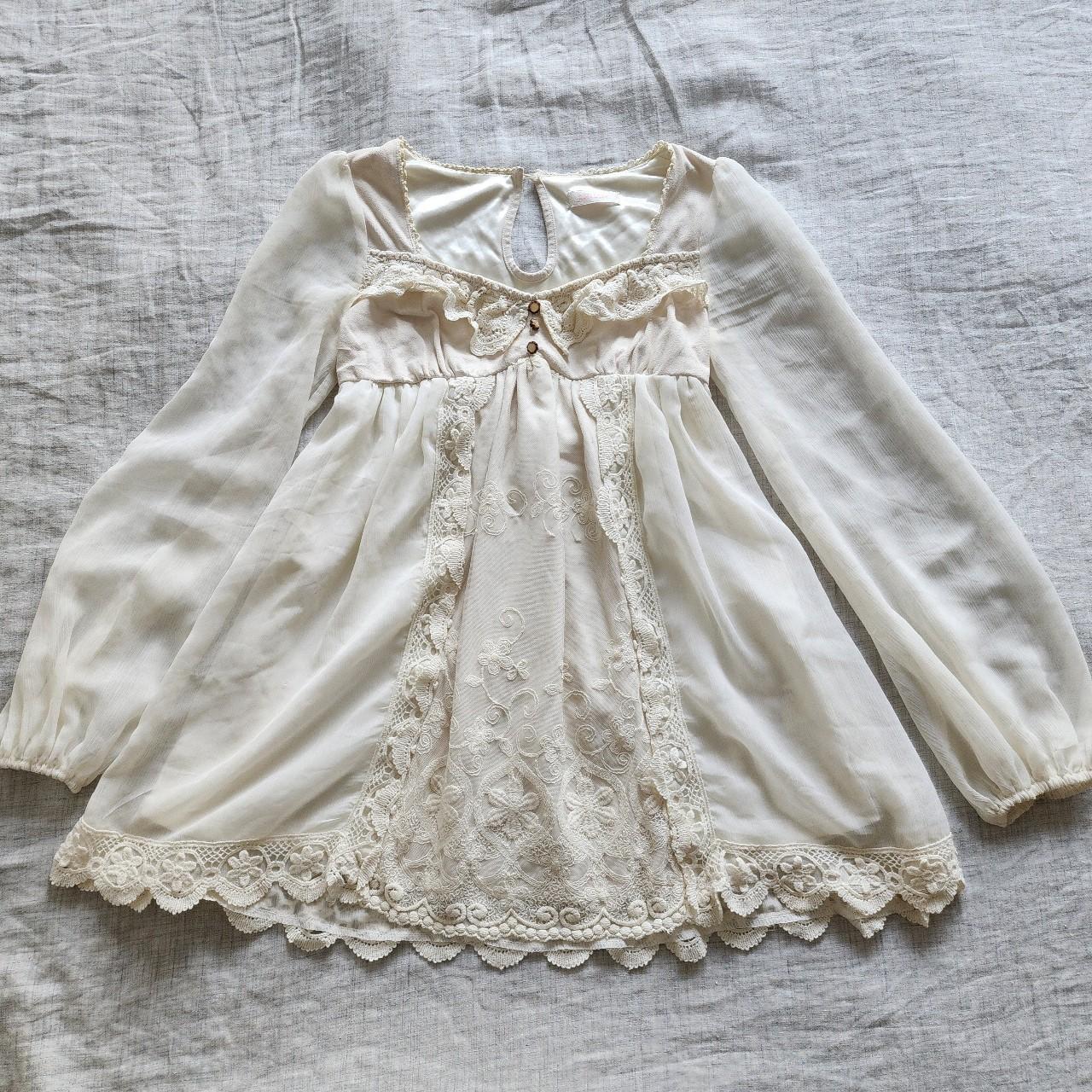 Women's White and Cream Dress | Depop