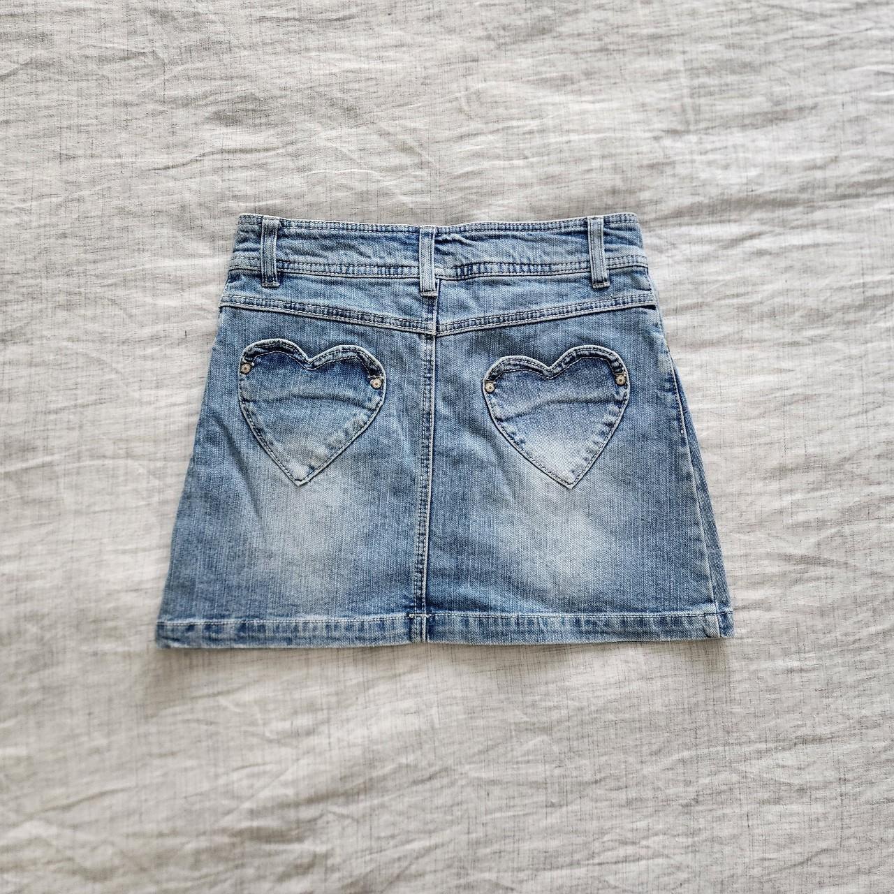 heart pocket denim mini / midi skirt! improted from... Depop