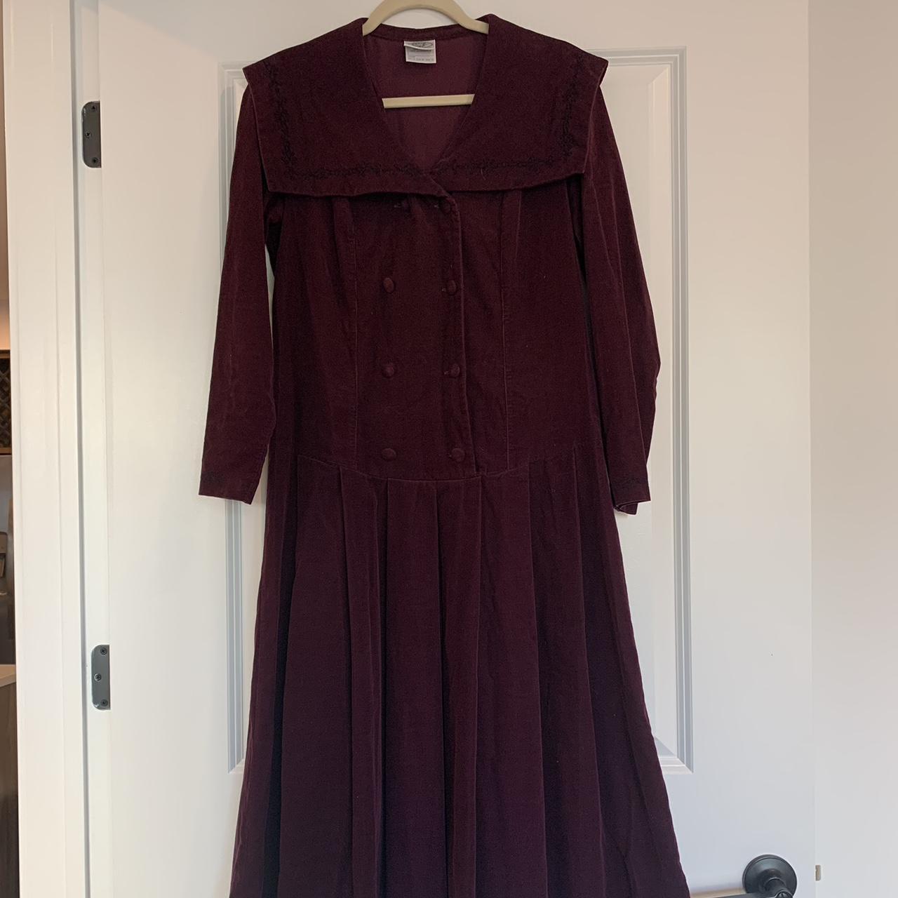 Laura Ashley Women's Burgundy and Purple Dress | Depop