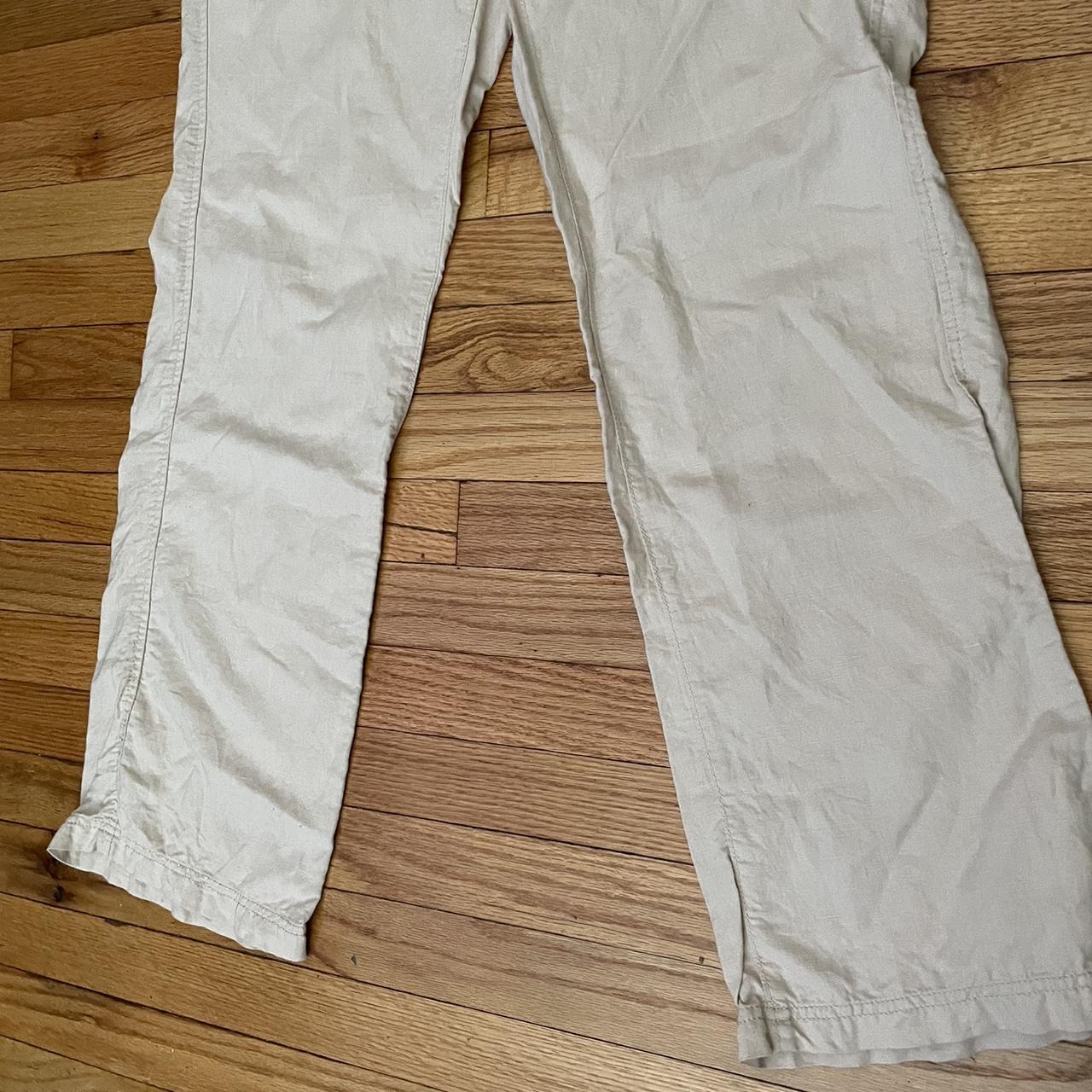 Eddie Bauer Linen Drawstring Straight Flare trousers... - Depop