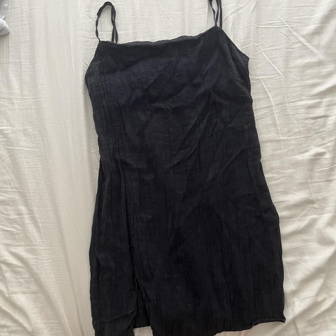 Zara Black Mini-Dress with Spaghetti Straps... - Depop