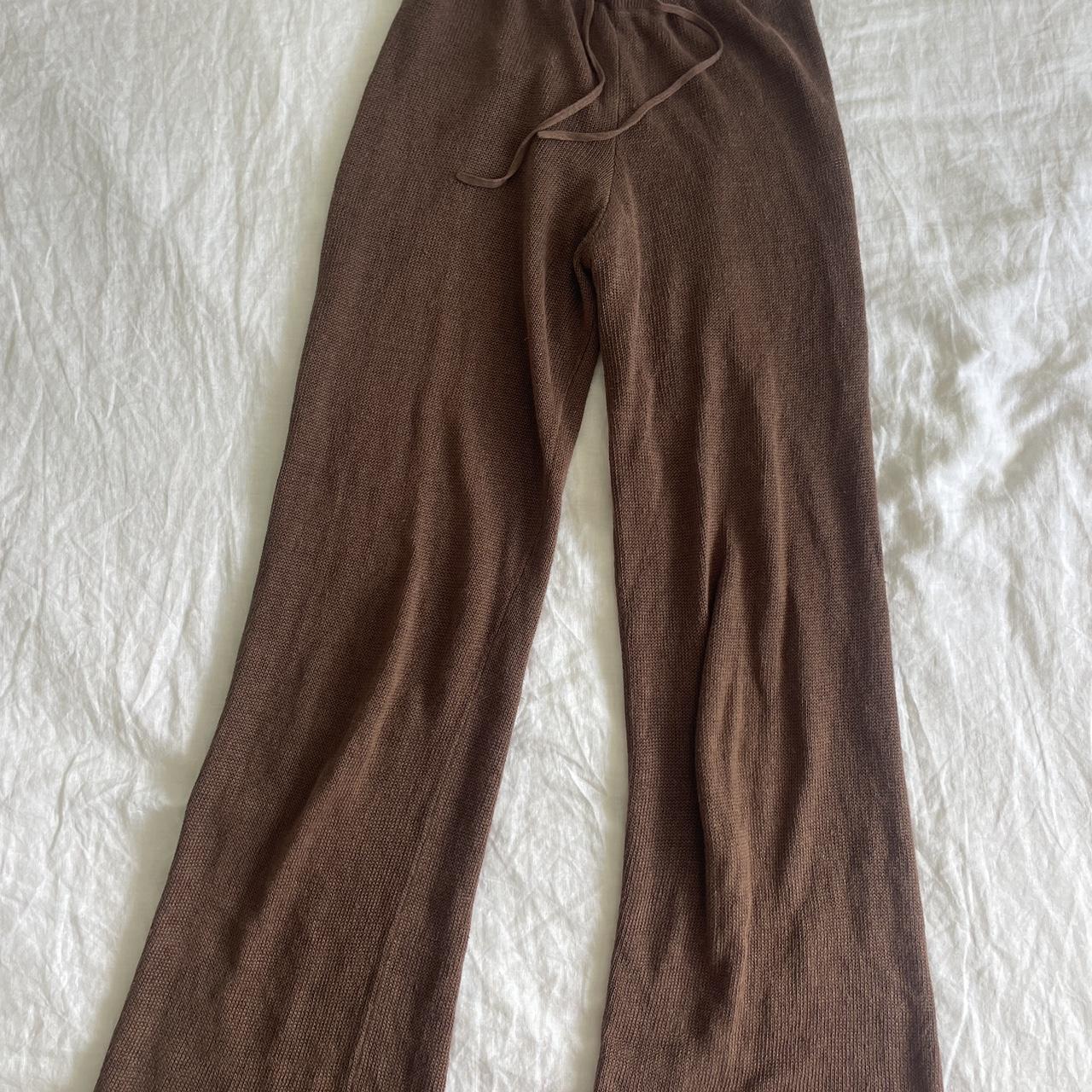 Venroy - chocolate brown knit pants Size 8 Small... - Depop