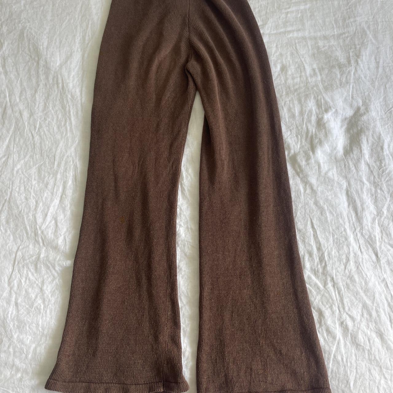 Venroy - chocolate brown knit pants Size 8 Small... - Depop