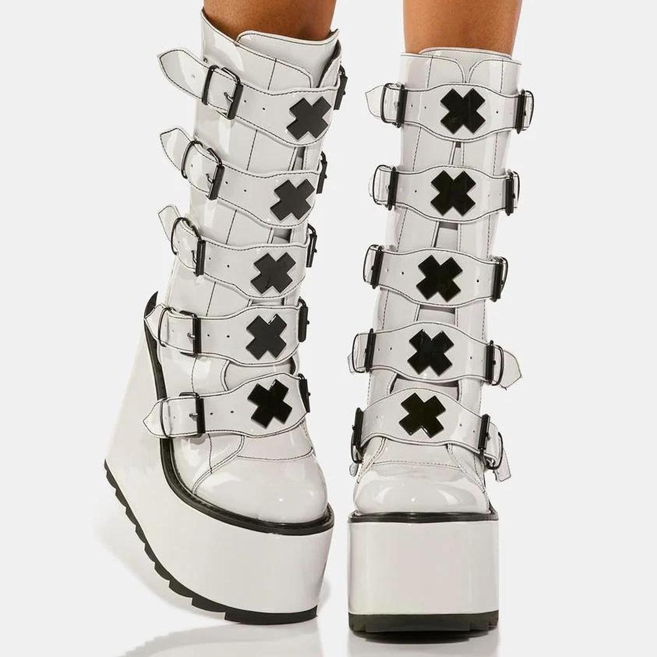 YRU Dune X Vegan Leather Platform Boots White RARE Depop