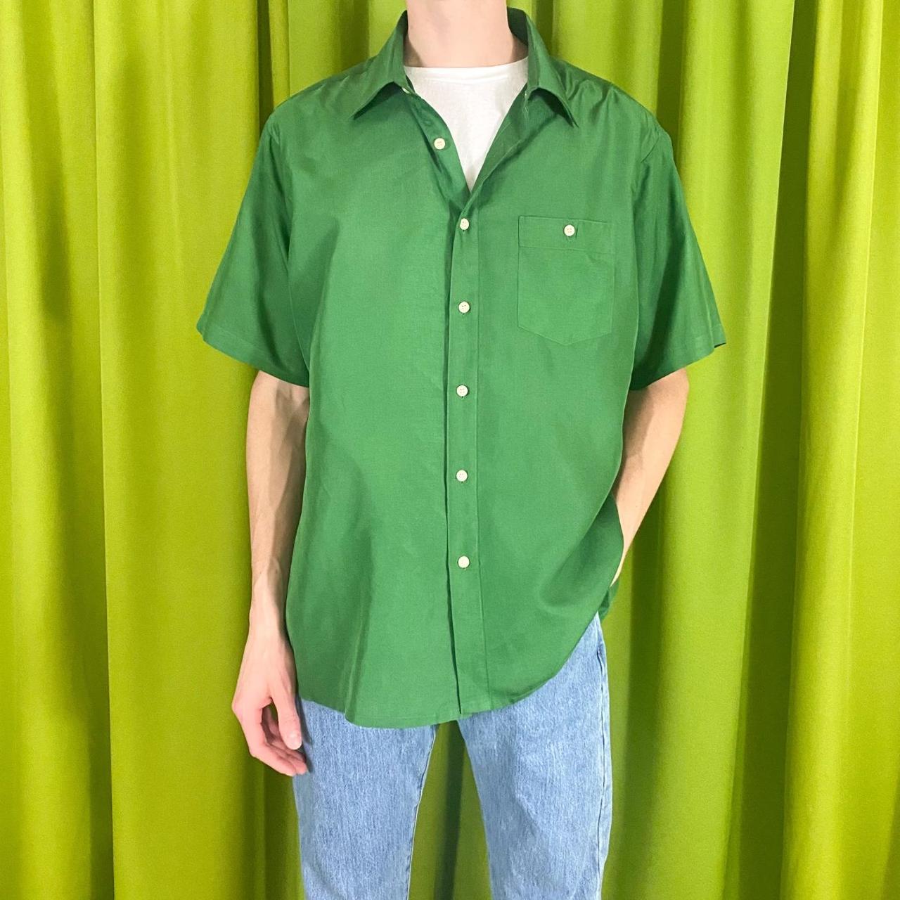 men-s-green-and-white-shirt-depop