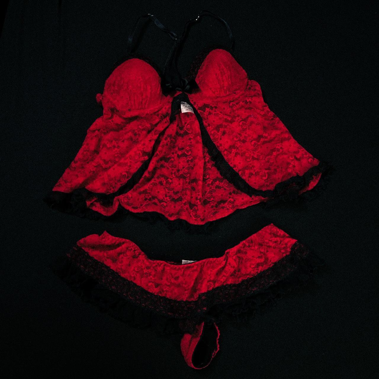 Black red-underwear-set - Depop