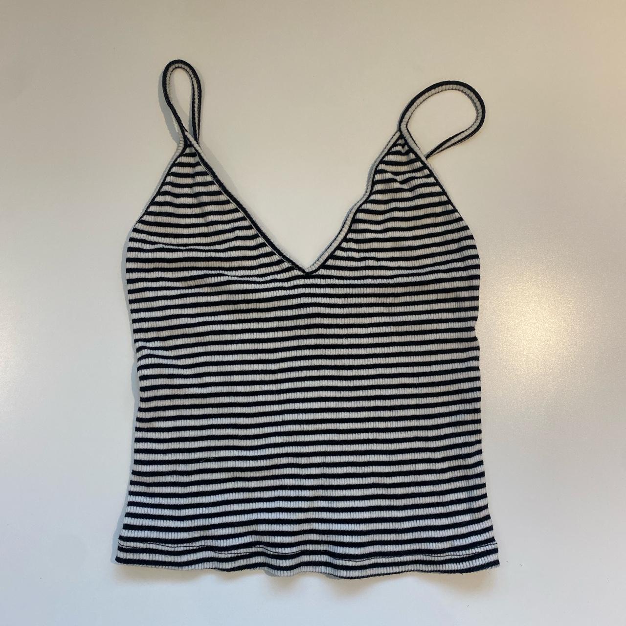 brandy melville black and white stripe cami top no... - Depop